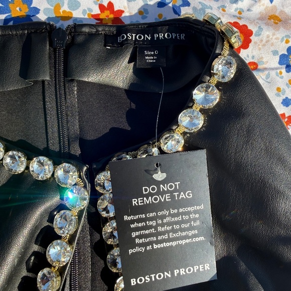 Faux Leather Crystal Embellished Keyhole Shift Dress - Picture 4 of 7